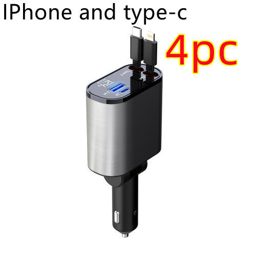 100W Metal Car Charger – Super Fast Charging USB & Type-C Adapter for Car Cigarette Lighter.