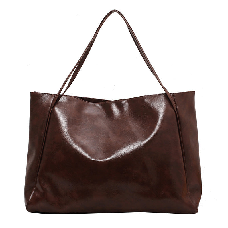 Elegant Large-Capacity Soft Leather Shoulder Bag – Stylish & Versatile Retro Casual Handbag - Prime