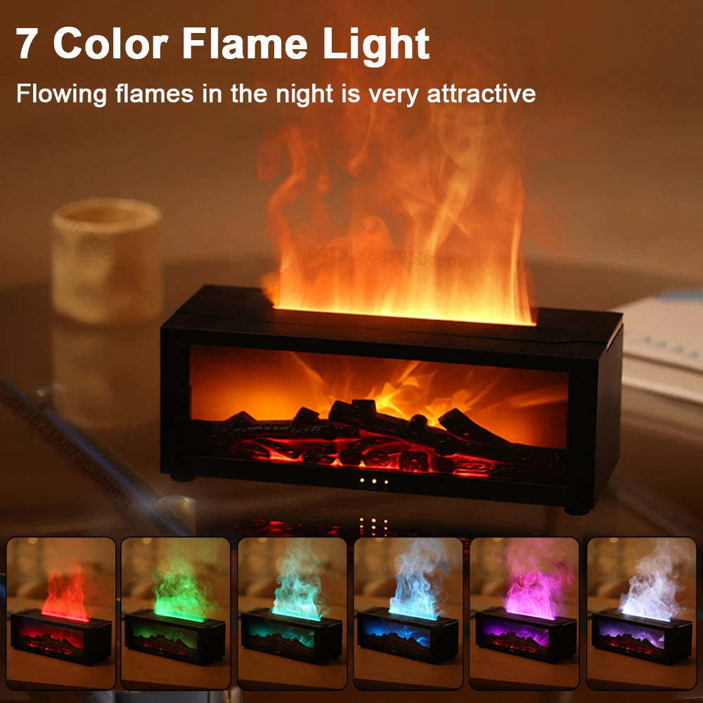 New 3D Flame Aromatherapy Diffuser – Colorful Essential Oil Humidifier with Large Fog Volume & Fireplace Effect - Prime