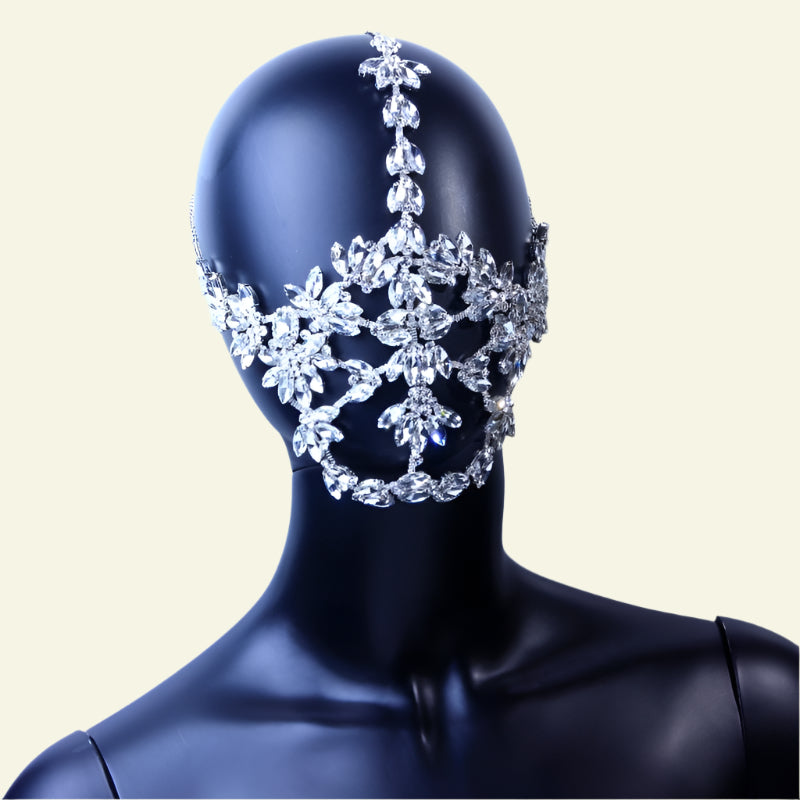 Sparkling Rhinestone Face Mask - Stylish and Glamorous Accessory.