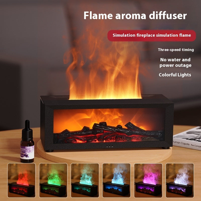 New 3D Flame Aromatherapy Diffuser – Colorful Essential Oil Humidifier with Large Fog Volume & Fireplace Effect - Prime