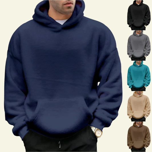 Velvet Hooded Sweater for Men | Plush Sweatshirt With Pockets - Prime