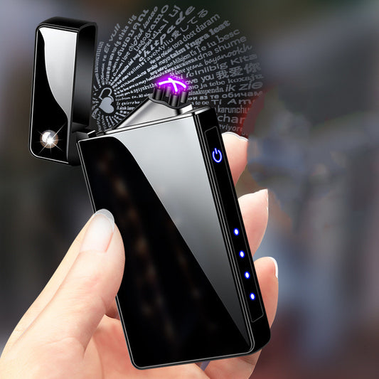 Micro-Carved Projection Electric Lighter – USB Rechargeable Dual-Fire Design.