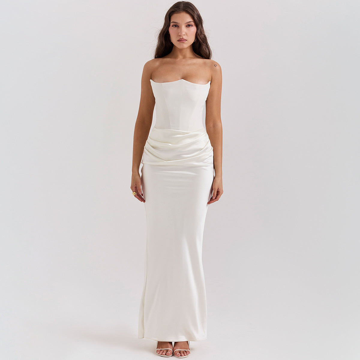 Women's Sexy Slim Tube Top Long Dress – Backless Bandeau Party Evening Wear - Prime