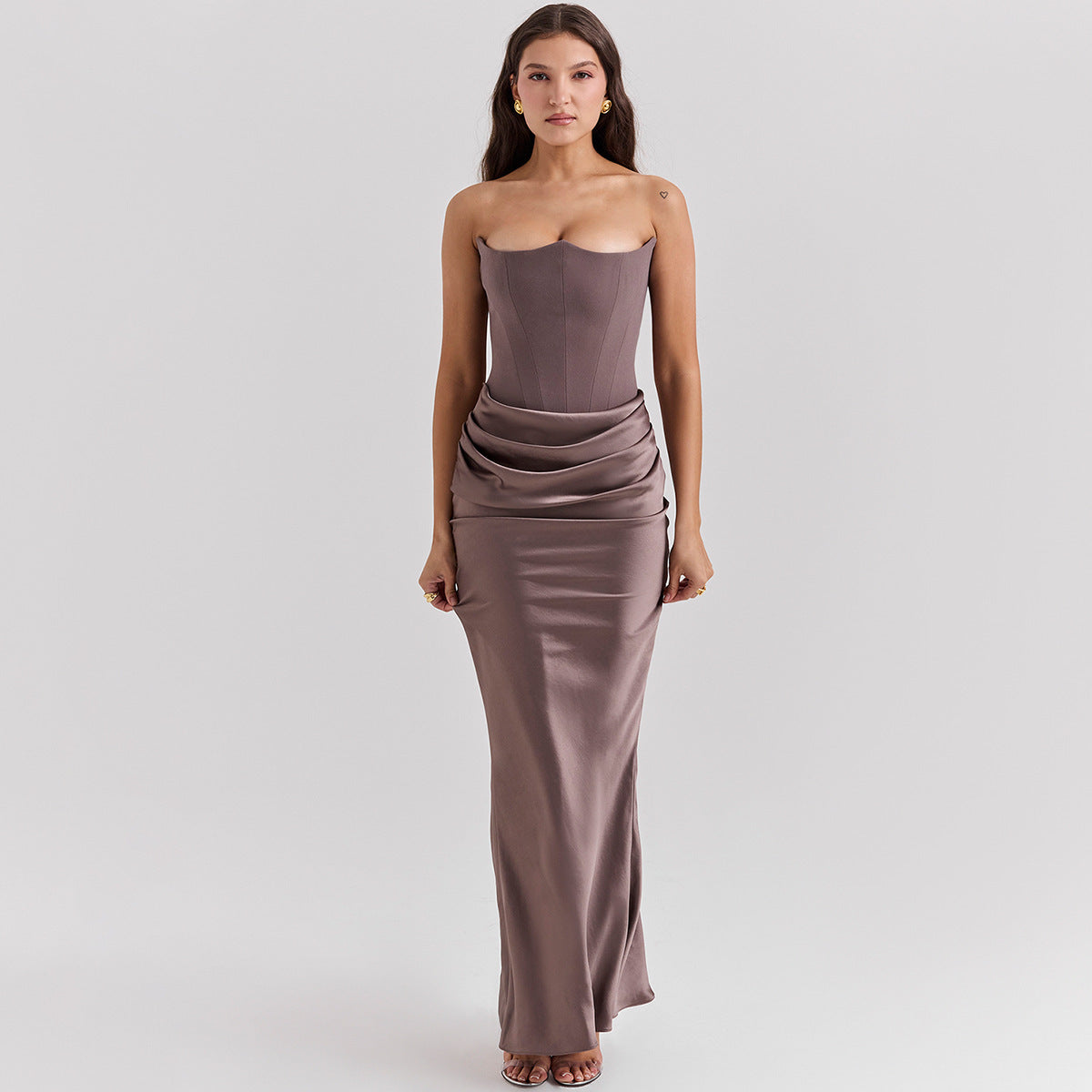 Women's Sexy Slim Tube Top Long Dress – Backless Bandeau Party Evening Wear - Prime