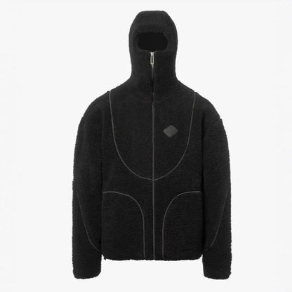 Men's Fashion Hooded Lamb Wool Zipper Coat – Casual Patchwork Sweatshirt with Stylish Line Design - Prime