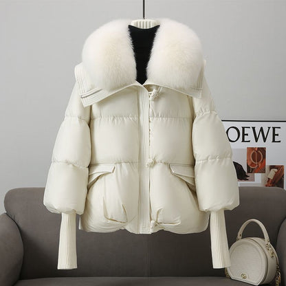 Women's Short Down Cotton-Padded Jacket – Fur Collar Thickened Winter Coat - Prime