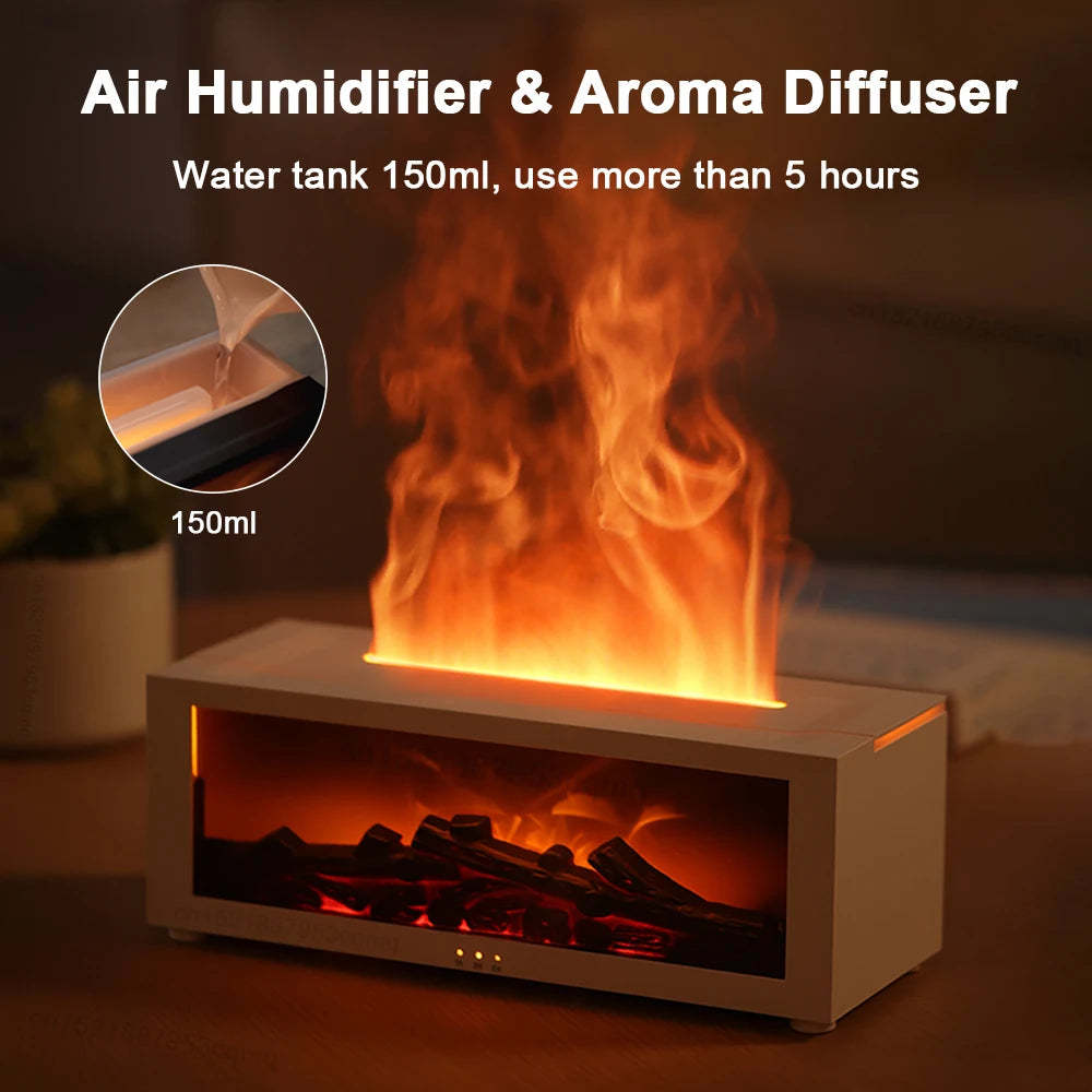 New 3D Flame Aromatherapy Diffuser – Colorful Essential Oil Humidifier with Large Fog Volume & Fireplace Effect - Prime