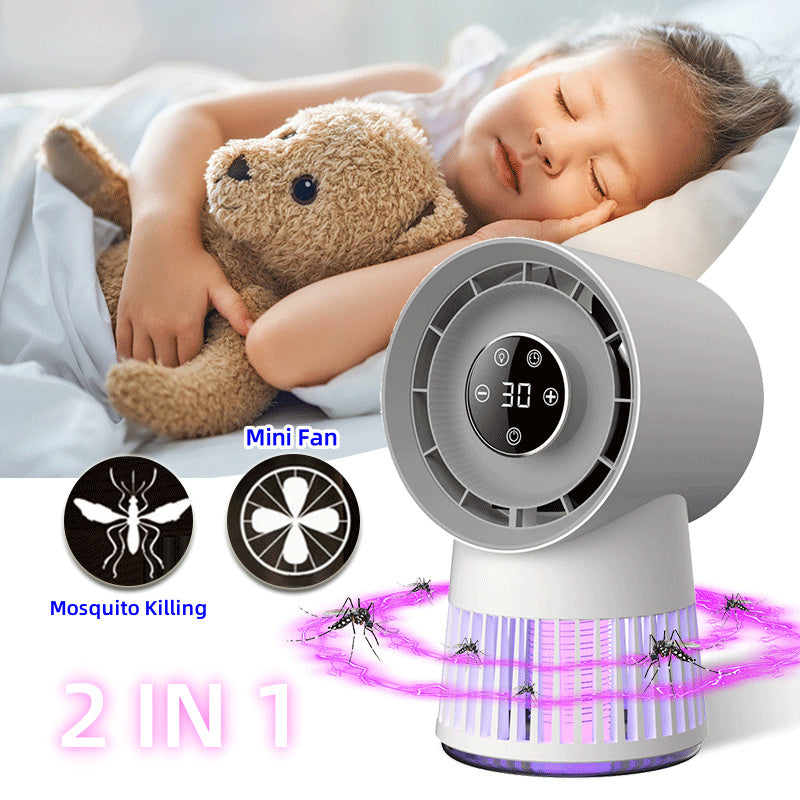 2-in-1 Mosquito Killing Mini Desk Fan - USB Rechargeable Night Lamp - Prime