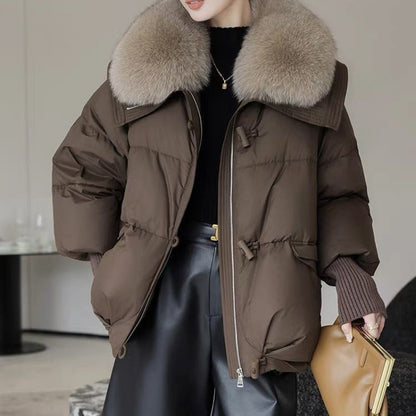 Women's Short Down Cotton-Padded Jacket – Fur Collar Thickened Winter Coat - Prime