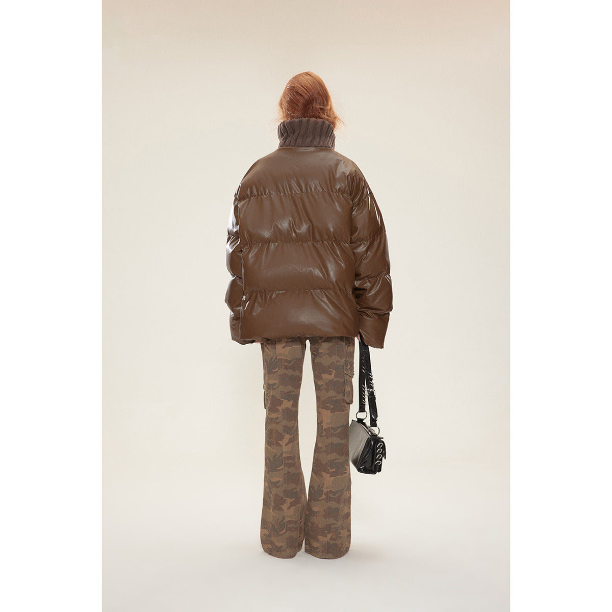 Women's Fashionable Cotton-Padded Coat - Stand-Up Collar, Thermal, Loose Fit Jacket.