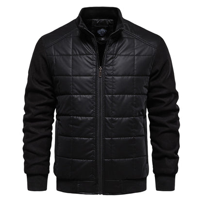 Men's Winter Fashion Stitching Jacket – Stand Collar Zipper Coat with Unique Style - Prime