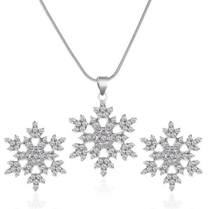 3-Piece Snowflake Jewelry Set – Rhinestone Earrings & Pendant Necklace for Valentine's Day Gift - Prime