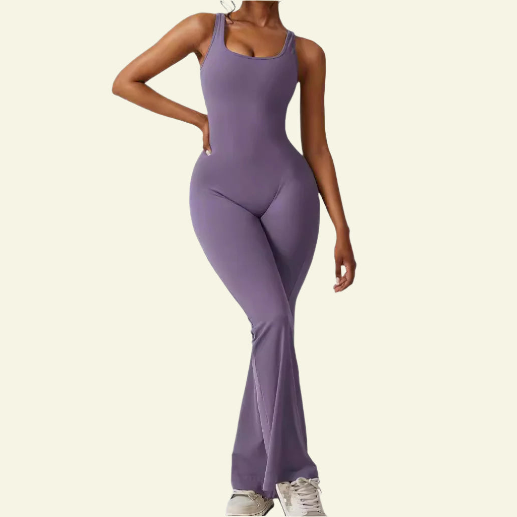 Women Sleeveless Flare Jumpsuits Fitness Yoga Long Pants - FitStyle - Prime