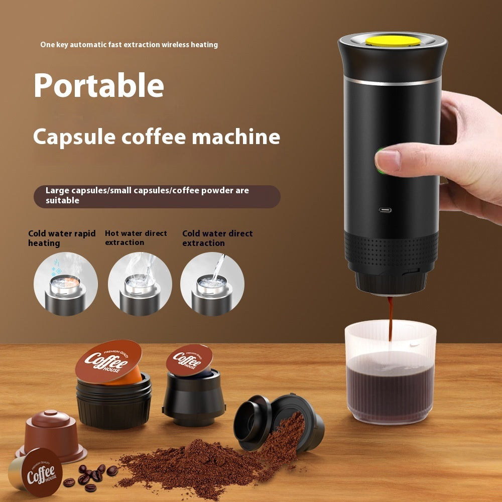 3-in-1 Portable Espresso Maker | Electric Coffee Grinder & Capsule Machine | Travel-Friendly Barista-Quality Brewer - Prime