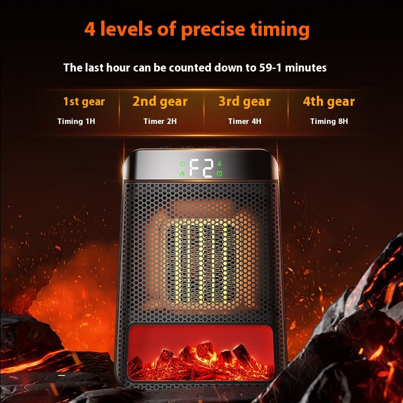 1500W Portable Fan Heater – 3D Flame Effect, ECO Electric PTC Heater for Home & Bathroom - Prime