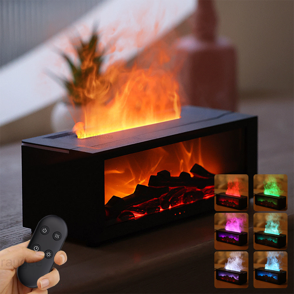 New 3D Flame Aromatherapy Diffuser – Colorful Essential Oil Humidifier with Large Fog Volume & Fireplace Effect - Prime