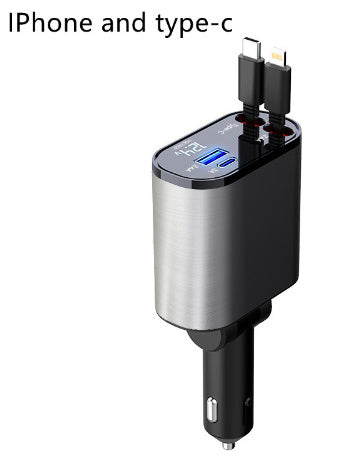 100W Metal Car Charger – Super Fast Charging USB & Type-C Adapter for Car Cigarette Lighter.