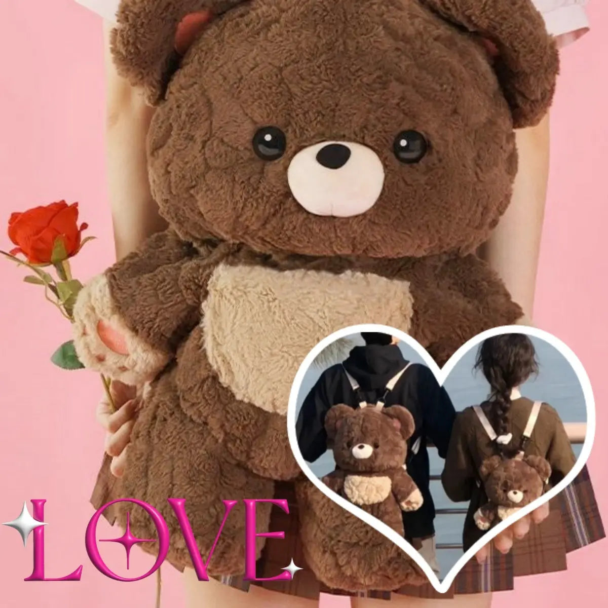 Couple's Love Bear Plush Shoulder Bag – Versatile, Cute & Stylish Backpack for All Prime