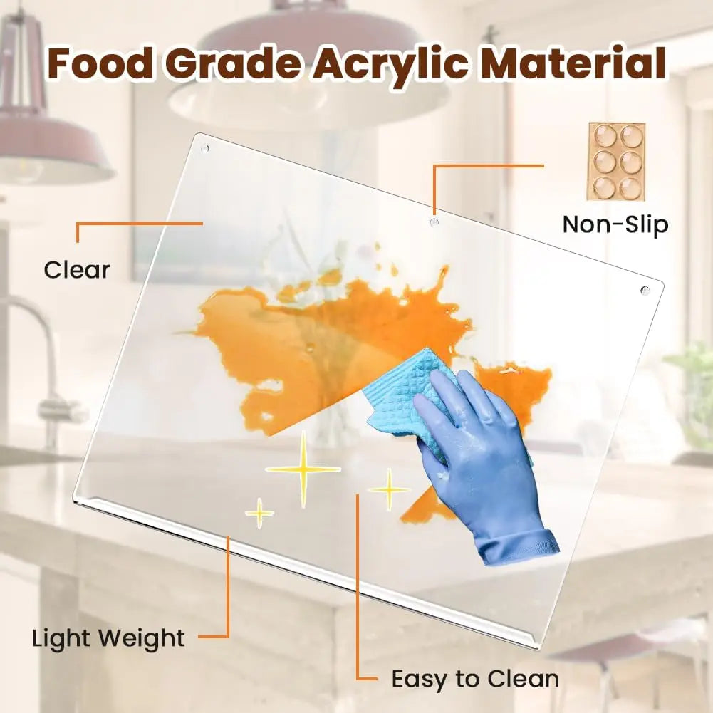 Acrylic Transparent Cutting Board With Lip Anti-slip Kitchen Cutting Chopping Boards Counter Countertop Protector Kitchen Gadget - Prime