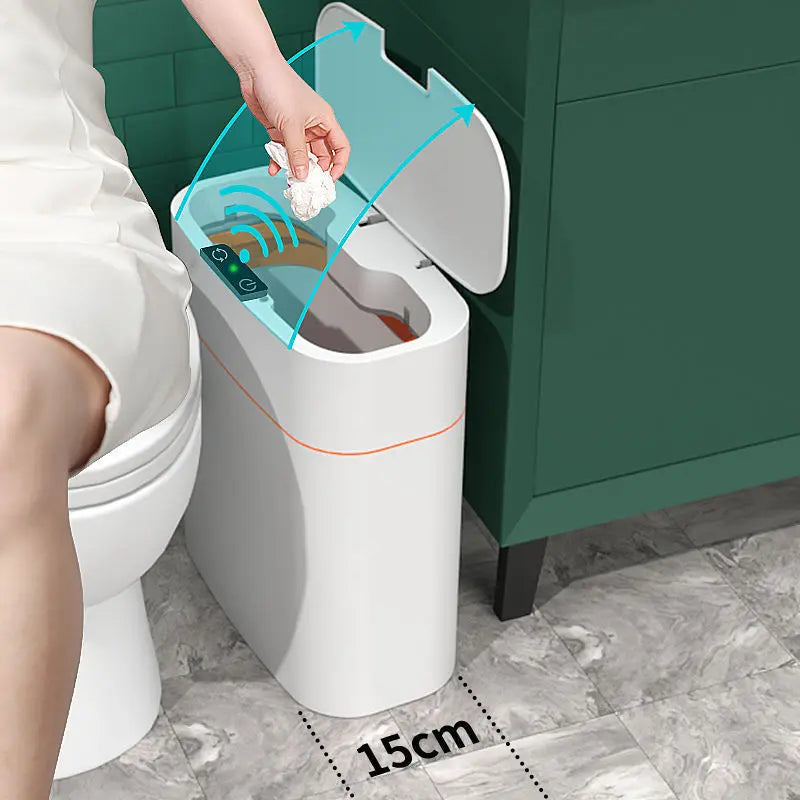 Smart Induction Trash Can with Lid – Automatic Small Dustbin for Bedroom, Living Room & Kitchen Prime