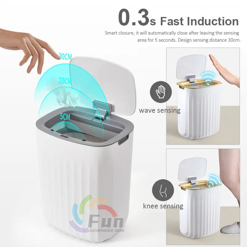 Smart Induction Trash Can with Lid – Automatic Small Dustbin for Bedroom, Living Room & Kitchen Prime