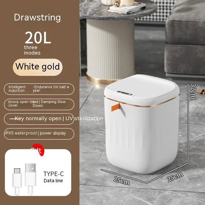 Smart Induction Trash Can with Lid – Automatic Small Dustbin for Bedroom, Living Room & Kitchen Prime