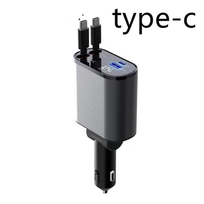 100W Metal Car Charger – Super Fast Charging USB & Type-C Adapter for Car Cigarette Lighter.