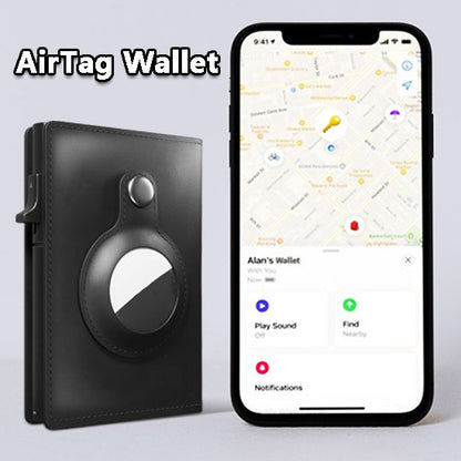 AirTag Wallet Anti Theft Multi-functional Men's Leather Slim Wallets.