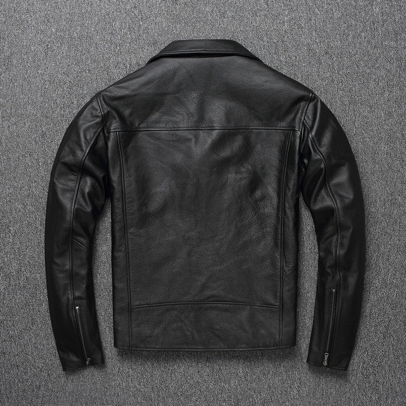 Men's Distressed Leather Motorcycle Jacket.