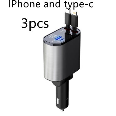 100W Metal Car Charger – Super Fast Charging USB & Type-C Adapter for Car Cigarette Lighter.