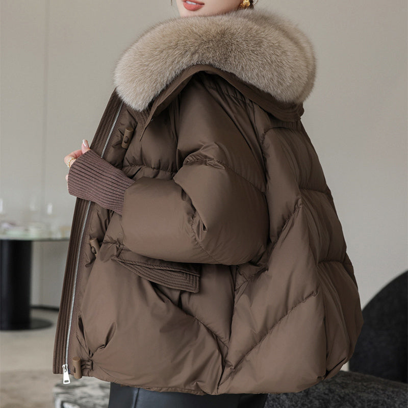 Women's Short Down Cotton-Padded Jacket – Fur Collar Thickened Winter Coat - Prime