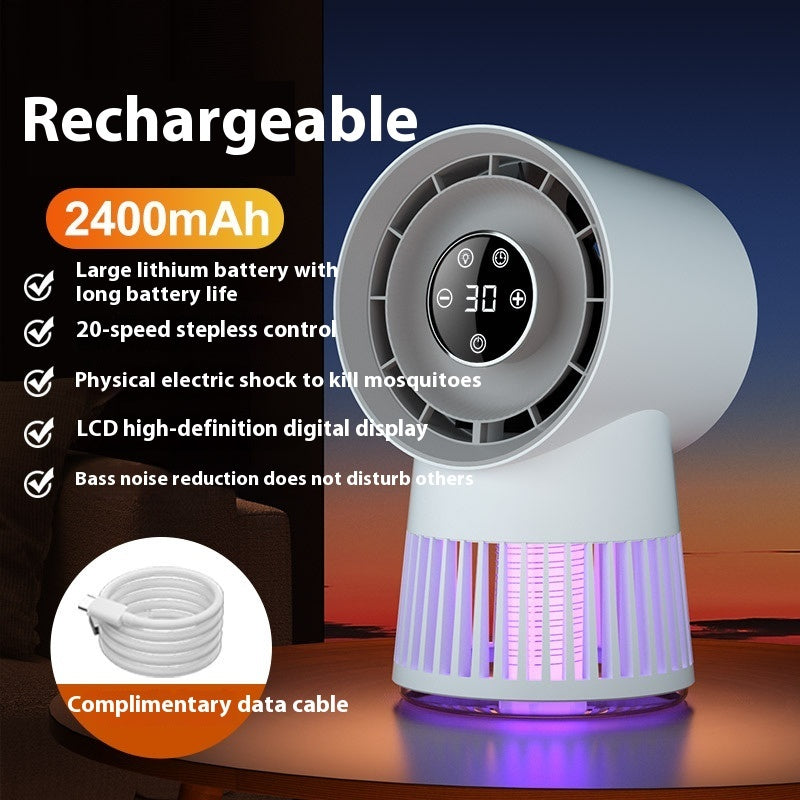 2-in-1 Mosquito Killing Mini Desk Fan - USB Rechargeable Night Lamp - Prime